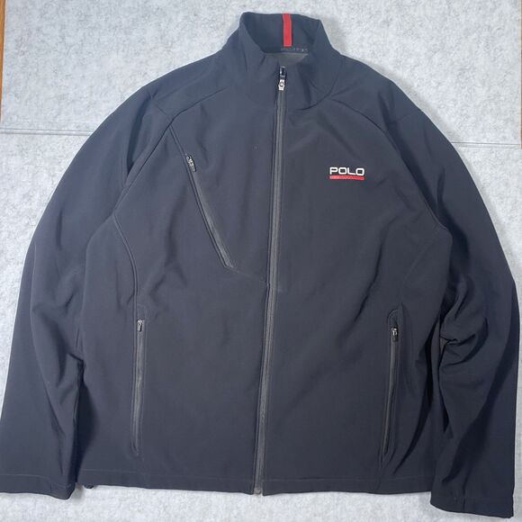 Polo Sport Ralph Lauren Men’s XL Black Performance Full Zip Jacket Water Wind - Picture 1 of 11